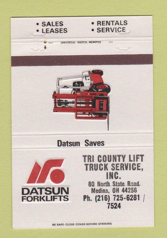 Matchbook Cover - Datsun Forklifts Tri County Medina OH 40 Strike