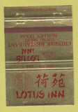 Matchbook Cover - Lotus Inn Chinese Restaurant McAllen TX 40 Strike