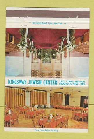 Matchbook Cover - Kingsway Jewish Center Brooklyn NY 40 Strike