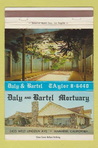 Matchbook Cover - Daly and Bartel Mortuary Anaheim CA 40 Strike