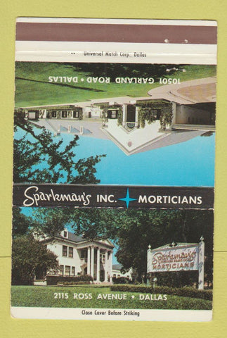 Matchbook Cover - Sparkman's Morticians Dallas TX WEAR 40 Strike