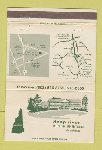 Matchbook Cover - Deep River Motor Inn Plymouth NH WEAR 40 Strike