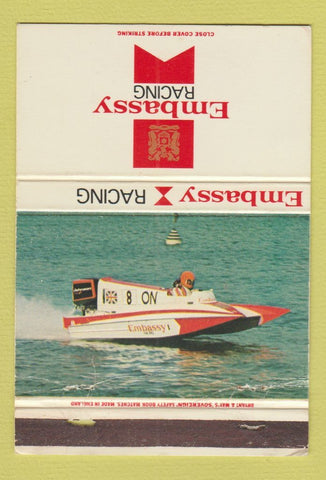 Matchbook Cover - Embassy Boat Racing cigarettes UK England 40 Strike