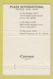 Matchbook Cover - Plaza International Hotel Mission Valley CA 40 Strike
