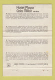 Matchbook Cover - Hotel Playa Cala Millor Spain Canarias Andalucia 40 Strike