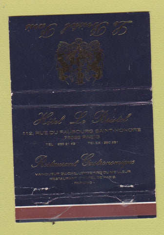 Matchbook Cover - Le Bristol Paris France WORN 40 Strike