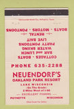 Matchbook Cover - Neuendorf's Oakland Park Resort Poynette WI 40 Strike