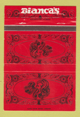 Matchbook Cover - Bianca's Restaurant Pizza Marina Del Rey CA girlie 40 Strike