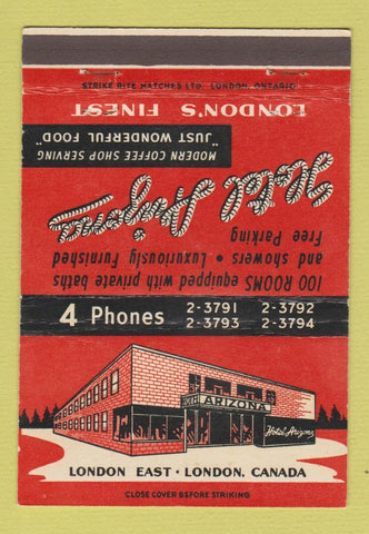Matchbook Cover - Hotel Arizona London ON 40 Strike