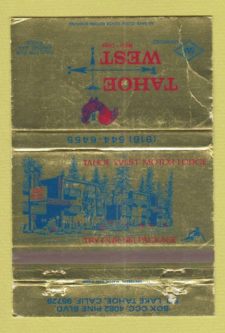 Matchbook Cover - Tahoe West Motor Lodge Lake Tahoe CA WORN 40 Strike