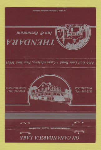 Matchbook Cover Thendara Inn Restaurant Rochester Canandaigua Lake NY 40 Strike