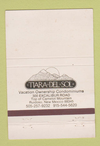 Matchbook Cover - Tiara Del Sol Condos Ruidoso NM 40 Strike
