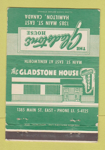 Matchbook Cover - Gladstone House Hamilton ON WEAR 40 Strike
