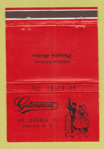 Matchbook Cover - Gitaneria's Mexico DF 40 Strike