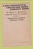 Matchbook Cover - Cafe Continental Chicago IL 40 Strike