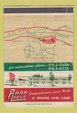 Matchbook Cover - Park Lodge Moose Jaw SK WORN 40 Strike