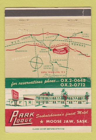 Matchbook Cover - Park Lodge Moose Jaw SK WORN 40 Strike
