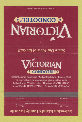 Matchbook Cover - Victorian Condotel Galveston TX 40 Strike