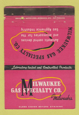 Matchbook Cover - Milwaukee Gas Specialty Milwaukee WI WORN 40 Strike
