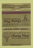 Matchbook Cover - Restaurant Chang Thai Montreal QC 40 Strike