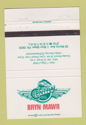 Matchbook Cover - Central Bar Grille Brywn Mawr PA 40 Strike
