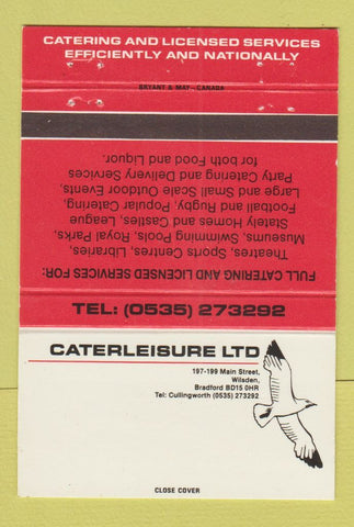 Matchbook Cover - Caterleisure Catering Wilsden Bradford England UK 40 Strike