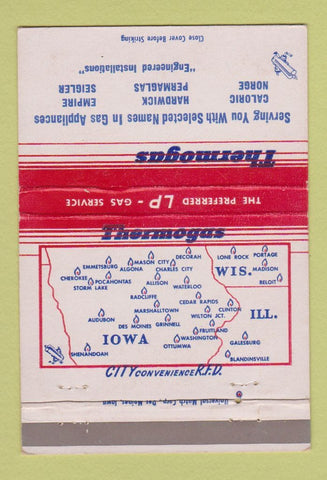 Matchbook Cover - Thermogas Propane IA IL WI Chains 40 Strike
