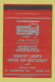 Matchbook Cover - Dorothy Lindo's Coffee Cup Restaurant Racine WI 40 Strike