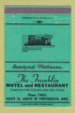 Matchbook Cover - Franklin Motel Restaurant Portsmouth OH GREEN 40 Strike