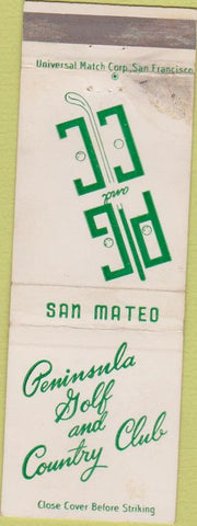 Matchbook Cover - Peninsula Golf Country Club San Mateo CA WORN