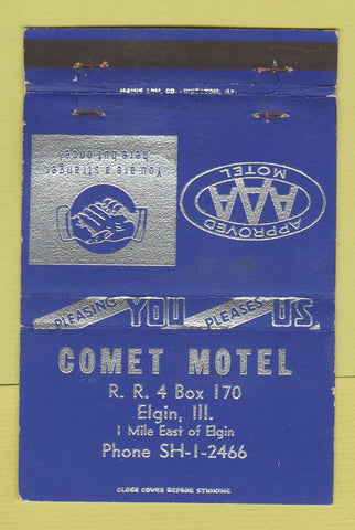 Matchbook Cover - Comet Motel Elgin IL WEAR BLUE 40 Strike