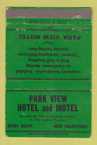 Matchbook Cover - Park View Hotel Motel Weirs Beach NH WEAR GREEN 40 Strike