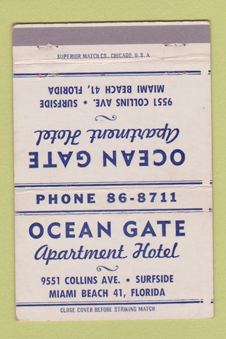 Matchbook Cover - Ocean Gate Apartment Hotel Miami Beach FL 40 Strike
