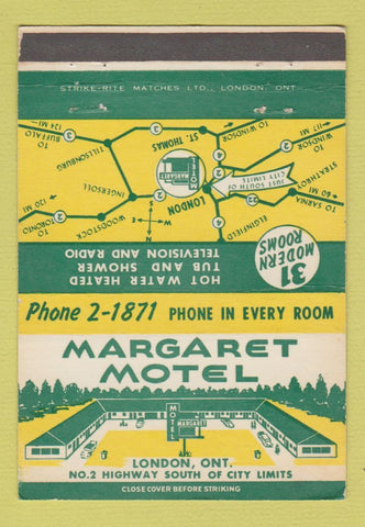 Matchbook Cover - Margaret Motel London ON 40 Strike