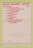Matchbook Cover - Blue Bonnet Hotel Sweetwater TX 40 Strike