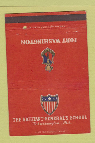 Matchbook Cover - Adjutant General's School Fort Washington MD 40 Strike