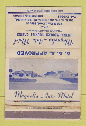 Matchbook Cover - Magnolia Auto Motel Springfield IL WEAR 40 Strike