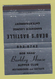 Matchbook Cover - Bob Haas' Barkley House Supper Club Toledo OH 40 Strike