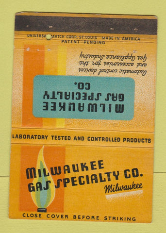 Matchbook Cover - Milwaukee Gas Specialty Milwaukee WI WEAR 40 Strike