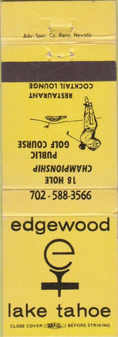 Matchbook Cover - Edgewood Lake Tahoe Golf CA