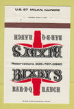 Matchbook Cover - Bixby's BBQ Milan IL 40 Strike