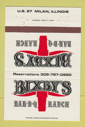 Matchbook Cover - Bixby's BBQ Milan IL 40 Strike
