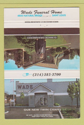 Matchbook Cover - Wade Funeral Home St Louis MO 40 Strike