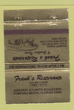 Matchbook Cover - Frank's Ristorante Italian Pompano Beach FL WEAR 40 Strike