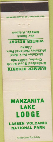 Matchbook Cover - Manzanita Lake Lodge Lassen Volcanic Park