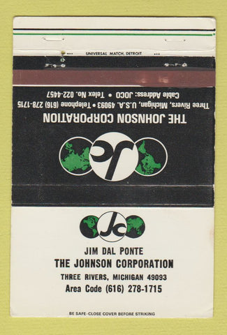 Matchbook Cover - Jim Dal Ponte Johnson Corp Three Rivers MI 40 Strike