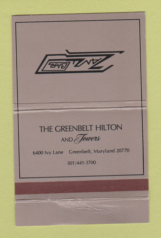 Matchbook Cover - Greenbelt Hilton Greenbelt MD Zanzi Bar WEAR 40 Strike