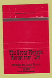 Matchbook Cover - Great Flatiron Restaurant Racine WI 40 Strike