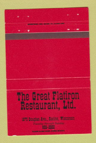 Matchbook Cover - Great Flatiron Restaurant Racine WI 40 Strike