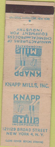 Matchbook Cover - Knapp Mills Inc New York NY